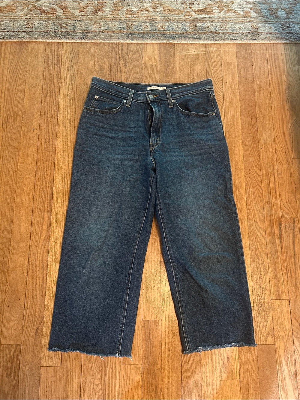 Levi's Dark Indigo Wide-Leg Cropped Jeans